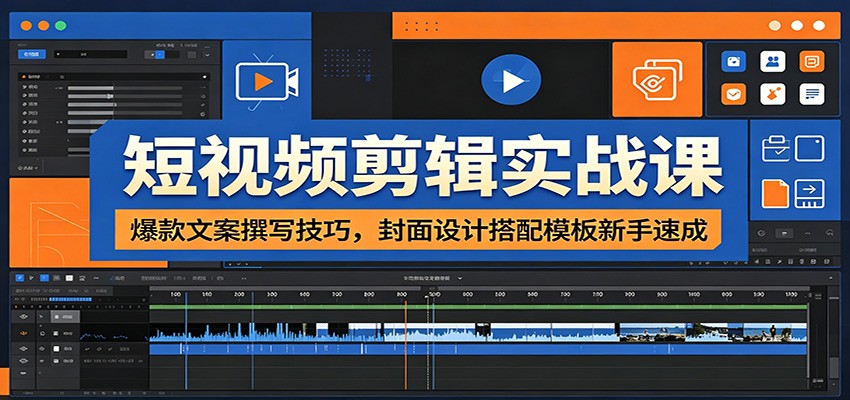 短视频剪辑实战课：爆款文案撰写技巧，封面设计搭配模板新手速成-小创项目网