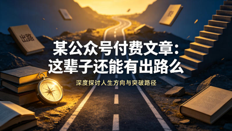某公众号付费文章：这辈子还能有出路么-小创项目网