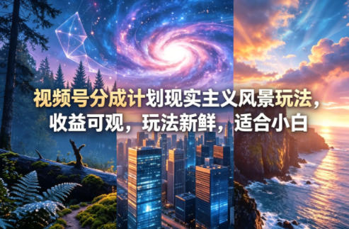 视频号分成计划现实主义风景玩法，收益可观，玩法新鲜，适合小白-小创项目网