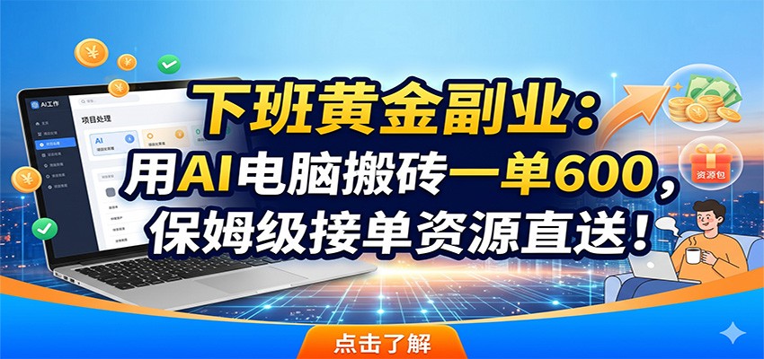 下班黄金副业：用AI电脑搬砖一单600，保姆级接单资源直送！-小创项目网