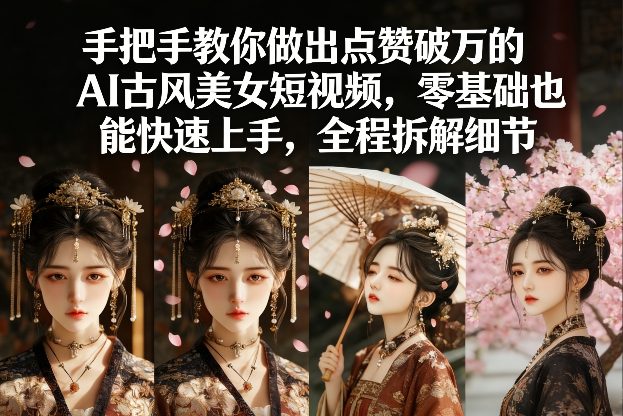 手把手教你做出点赞破万的AI古风美女短视频，零基础也能快速上手，全程拆解细节-小创项目网
