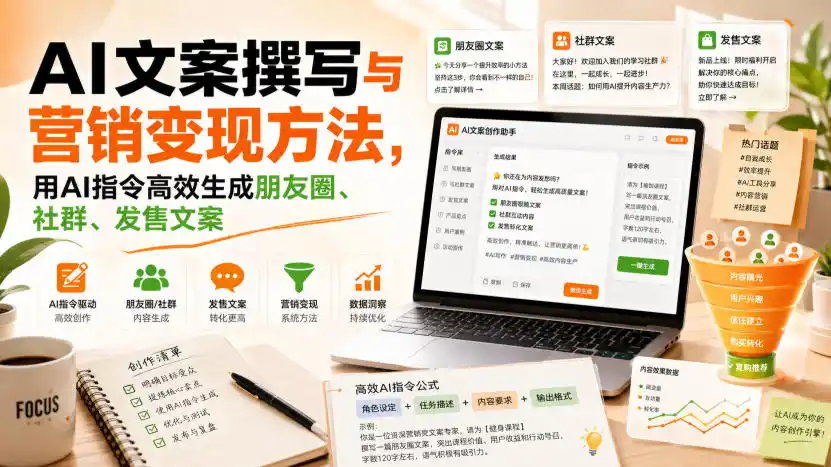 AI文案撰写与营销变现方法，用AI指令高效生成朋友圈、社群、发售文案-小创项目网