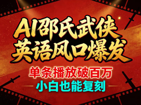 AI邵氏武侠英语风口爆发，单条播放破百万，小白也能复刻-小创项目网