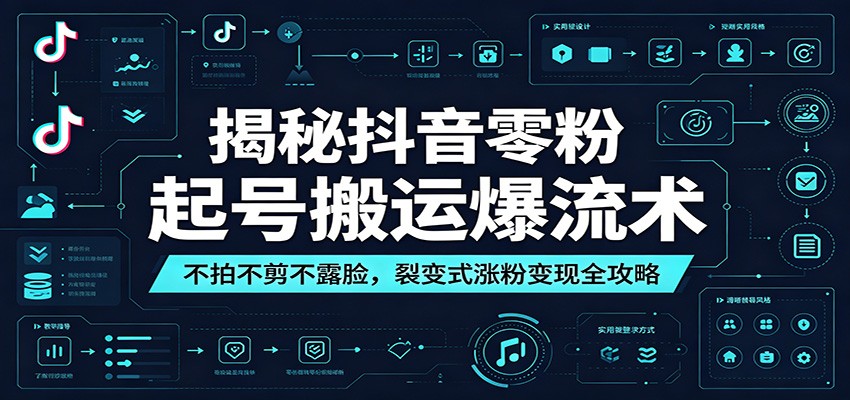 揭秘抖音零粉起号搬运爆流术：不拍不剪不露脸，裂变式涨粉变现全攻略-小创项目网