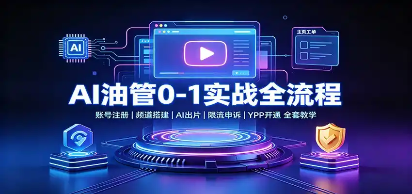 AI油管0-1实战：账号注册频道搭建，AI出片，限流申诉，YPP开通全套教学-小创项目网