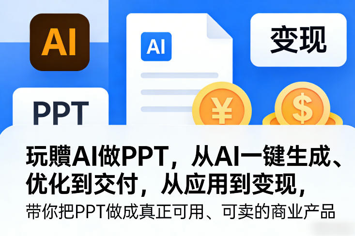 玩賺AI做PPT，从AI一键生成、优化到交付，从应用到变现，带你把PPT做成真正可用、可卖的商业产品(更新0421)-小创项目网