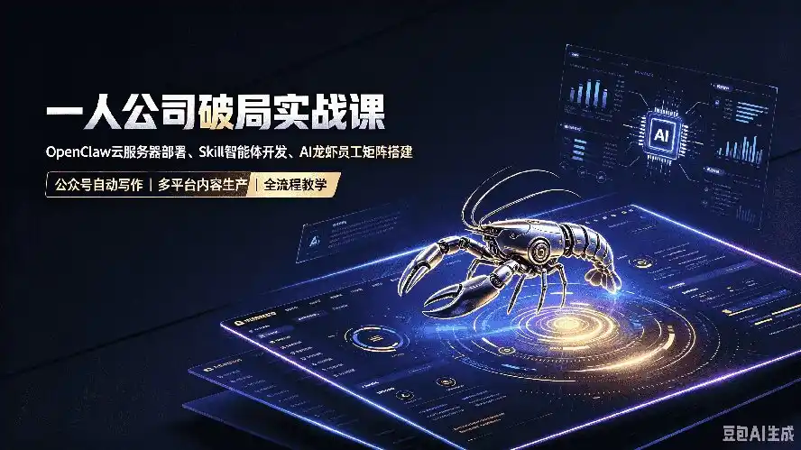 一人公司破局实战课｜OpenClaw云服务器部署、Skill智能体开发、AI龙虾员工矩阵搭建，公众号自动写作与多平台内容…-小创项目网