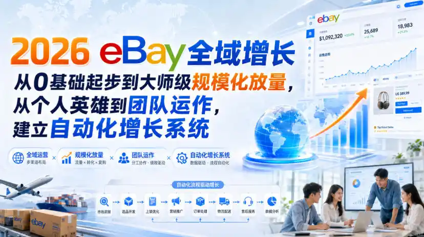2026 eBay全域增长，从0基础起步到大师级规模化放量，从个人英雄到团队运作，建立自动化增长系统-小创项目网