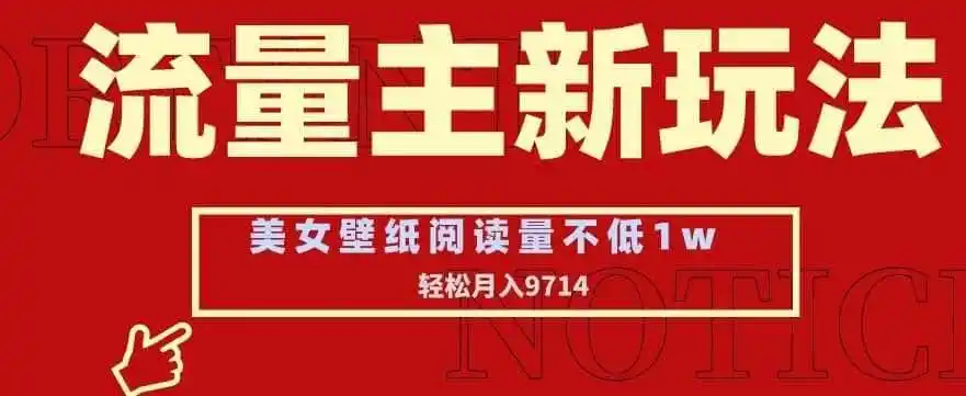 流量主新玩法，美女壁纸和头像，阅读量不低于1w，月入9741【揭秘】-小创项目网