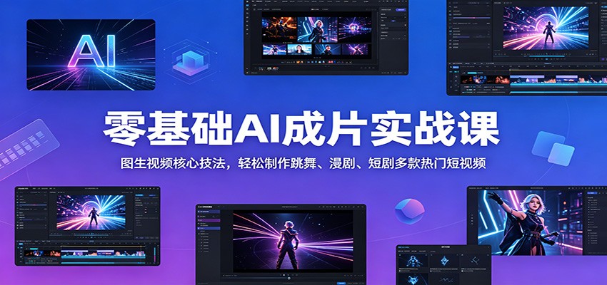 零基础AI成片实战课：图生视频核心技法，轻松制作跳舞、漫剧、短剧多款热门短视频-小创项目网