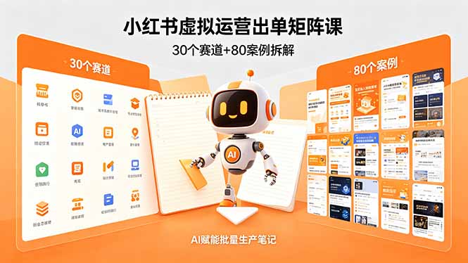 小红书虚拟运营出单矩阵课：30个赛道+80案例拆解，AI赋能批量生产笔记-小创项目网
