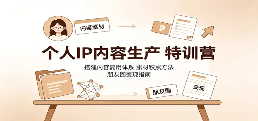个人IP内容生产特训营：搭建内容复用体系，素材积累方法，朋友圈变现指南-小创项目网