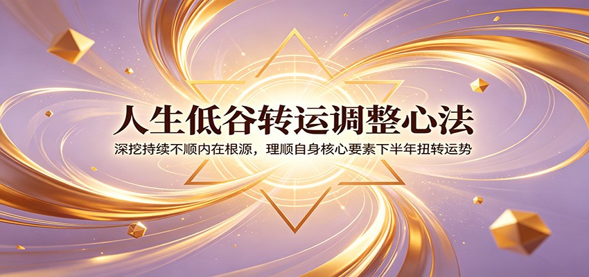 人生低谷转运调整心法：深挖持续不顺内在根源，理顺自身核心要素下半年扭转运势-小创项目网