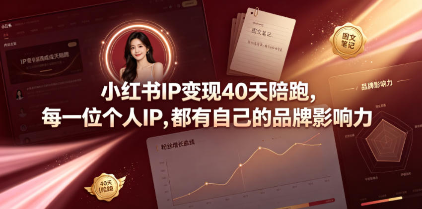 小红书IP变现40天陪跑，每一位个人IP，都有自己的品牌影响力-小创项目网