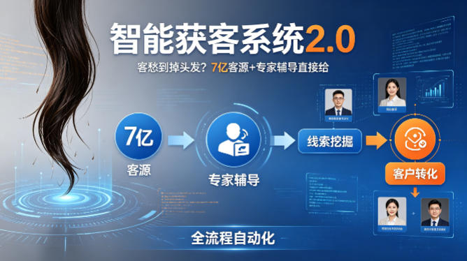 客愁到掉头发？智能获客系统2.0，7亿客源+专家辅导直接给，实现从线索挖掘到客户转化的全流程自动化-小创项目网