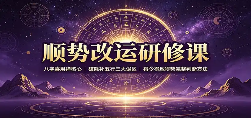 顺势改运研修课：八字喜用神核心，破除补五行三大误区，得令得地得势完整判断方法-小创项目网
