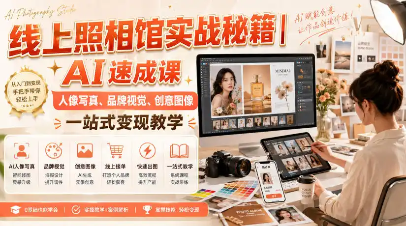 线上照相馆实战秘籍｜AI速成课，人像写真、品牌视觉、创意图像一站式变现教学-小创项目网