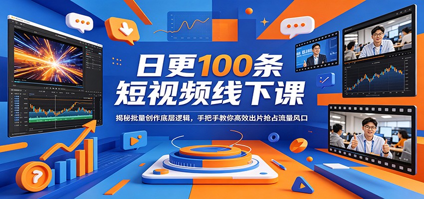 日更100条短视频线下课:揭秘批量创作底层逻辑,手把手教你高效出片抢占流量风口-小创项目网