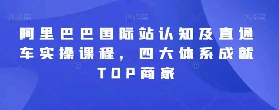 阿里巴巴国际站认知及直通车实操课程，四大体系成就TOP商家-小创项目网