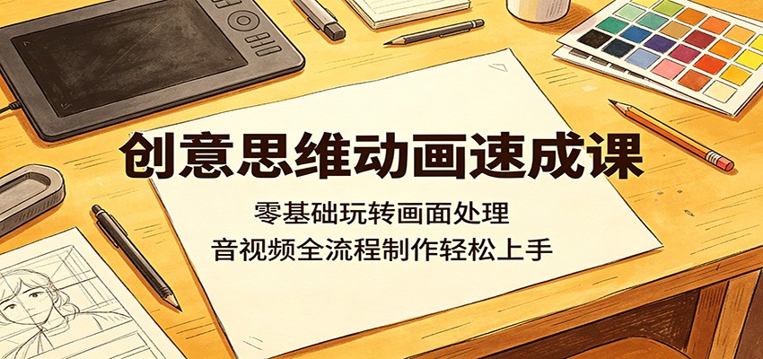 创意思维动画速成课：零基础玩转画面处理，音视频全流程制作轻松上手-小创项目网