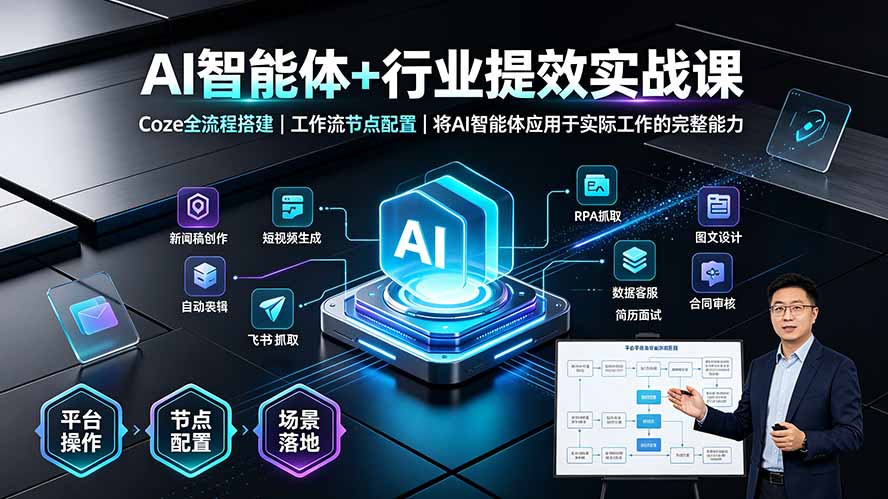 AI智能体+行业提效实战课·Coze全流程搭建｜工作流节点配置｜将AI智能体应用于实际工作的完整能力-小创项目网