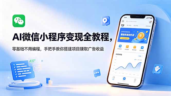 AI微信小程序变现全教程，零基础不用编程，手把手教你搭建项目赚取广告收益-小创项目网