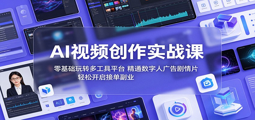 AI视频创作实战课:零基础玩转多工具平台,精通数字人广告、剧情片,轻松开启接单副业-小创项目网