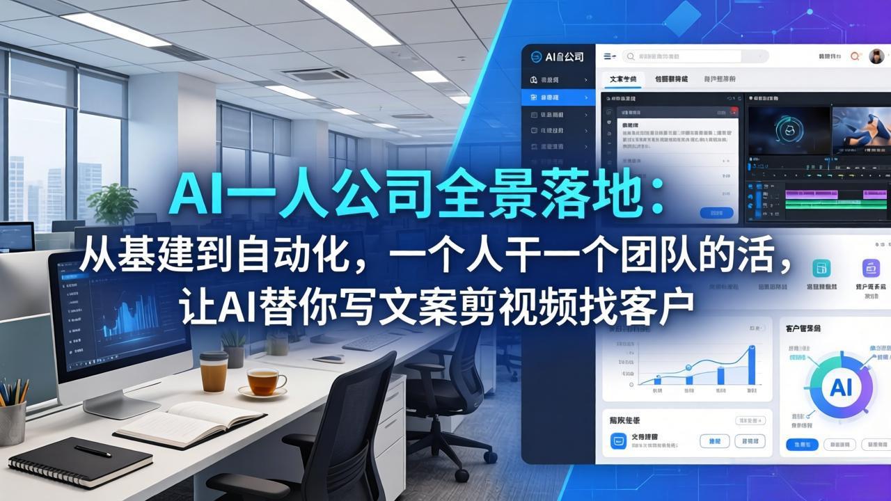 AI一人公司全景落地：从基建到自动化，一个人干一个团队的活，让AI替你写文案剪视频找客户-小创项目网