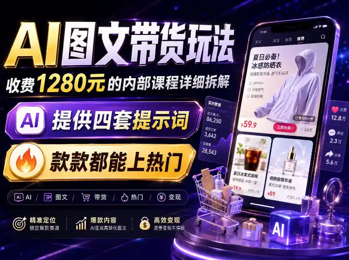 AI图文带货内部玩法，1280内部课程对外系统拆解，看完直接上手变现！-小创项目网