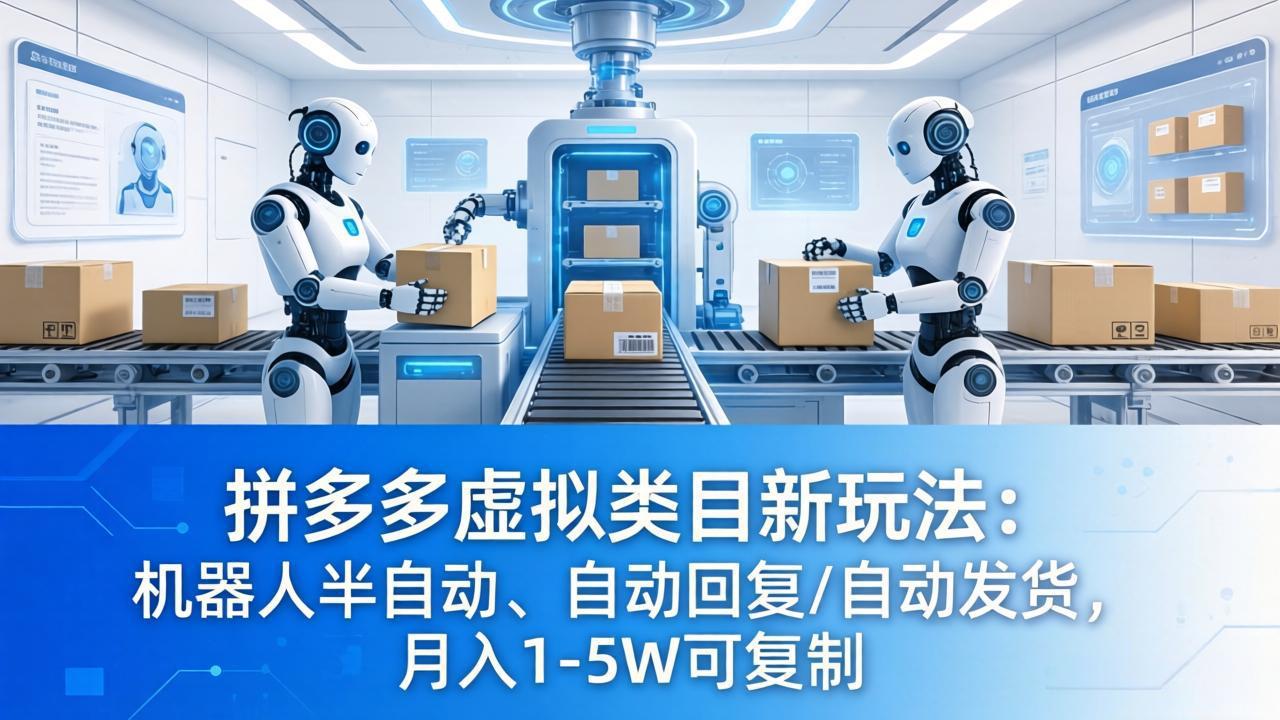 拼多多虚拟类目新玩法：机器人半自动、自动回复 /自动发货，月入 1-5W 可复制-小创项目网