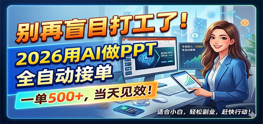 别再盲目打工了!2026用AI做PPT全自动接单,一单5张+,当天见效!-小创项目网