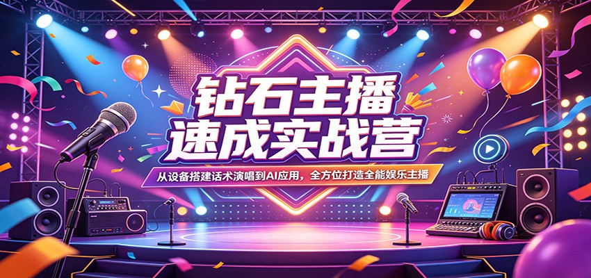 钻石主播速成实战营:从设备搭建话术演唱到AI应用,全方位打造全能娱乐主播-小创项目网