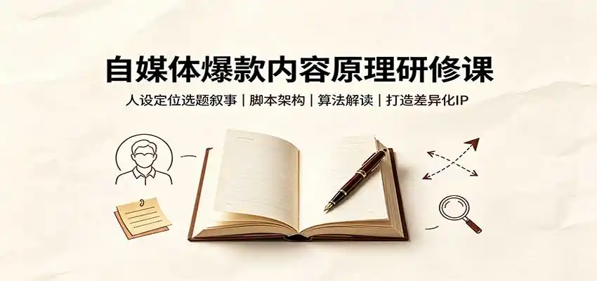 自媒体爆款内容原理研修课：人设定位选题叙事，脚本架构，算法解读打造差异化IP-小创项目网