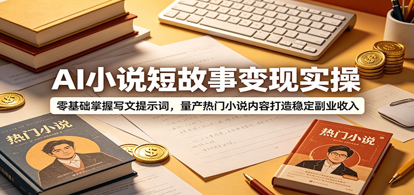 AI小说短故事变现实操：零基础掌握写文提示词，量产热门小说内容打造稳定副业收入-小创项目网