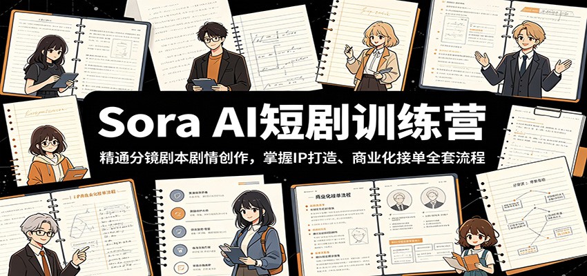 Sora AI短剧训练营:精通分镜剧本剧情创作,掌握IP打造、商业化接单全套流程-小创项目网