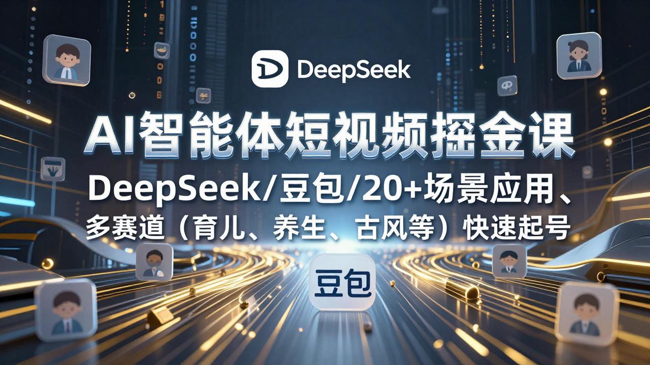 AI智能体短视频掘金课，DeepSeek/豆包/20+场景应用、多赛道(育儿、养生、古风等-小创项目网