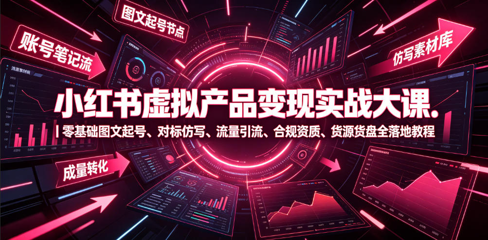 小红书虚拟产品变现实战大课｜零基础图文起号、对标仿写、流量引流、合规资质、货源货盘全落地教程-小创项目网