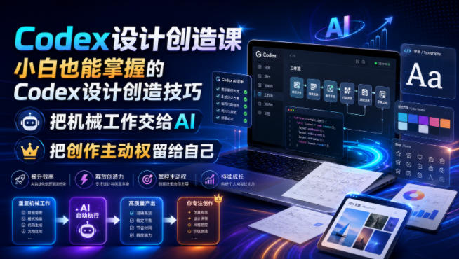 Codex设计创造课，小白也能掌握的Codex设计创造技巧，把机械工作交给AI，把创作主动权留给自己-小创项目网