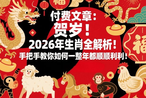 付费文章：贺岁！2026年生肖全解析！手把手教你如何一整年都顺顺利利！-小创项目网