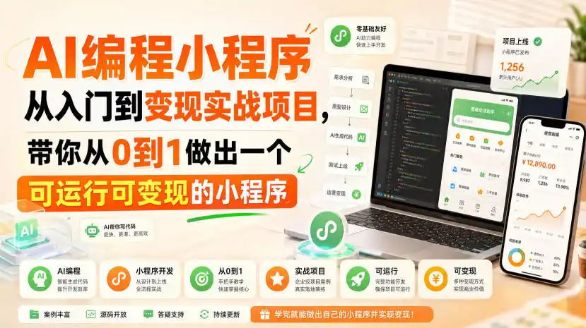 AI编程小程序从入门到变现实战项目，带你从0到1做出一个可运行可变现的小程序-小创项目网