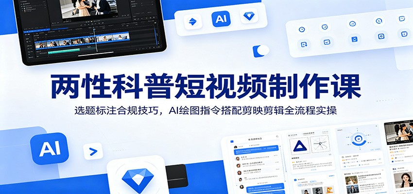 两性科普短视频制作课:选题标注合规技巧,AI绘图指令搭配剪映剪辑全流程实操-小创项目网