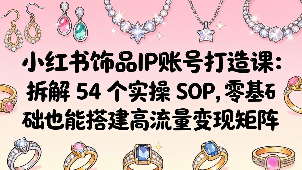 小红书饰品IP账号打造课：拆解 54 个实操 SOP，零基础也能搭建高流量变现矩阵-小创项目网