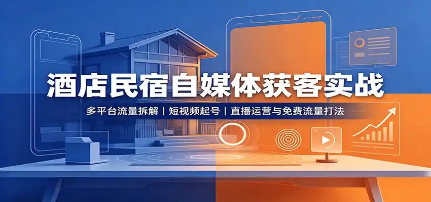 酒店民宿自媒体获客实战：多平台流量拆解，短视频起号，直播运营与免费流量打法-小创项目网