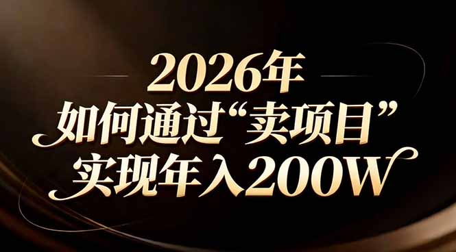 站在2026年的十字路口：一个普通人如何通过卖项目实现年入200万-小创项目网