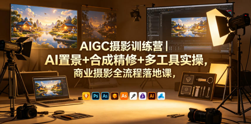 AIGC摄影训练营｜AI置景+合成精修+多工具实操，商业摄影全流程落地课-小创项目网