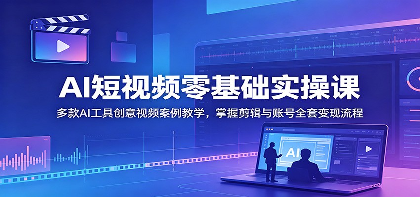 AI短视频零基础实操课：多款AI工具创意视频案例教学，掌握剪辑与账号全套变现流程-小创项目网