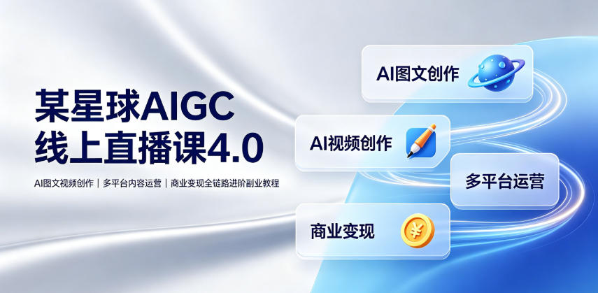 某星球AIGC线上直播课4.0｜AI图文视频创作、多平台内容运营、商业变现全链路进阶副业教程-小创项目网