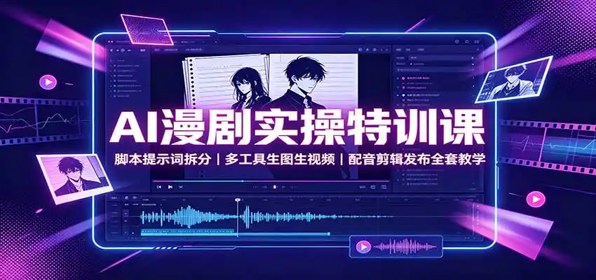 AI漫剧实操特训课：脚本提示词拆分，多工具生图生视频，配音剪辑发布全套教学-小创项目网