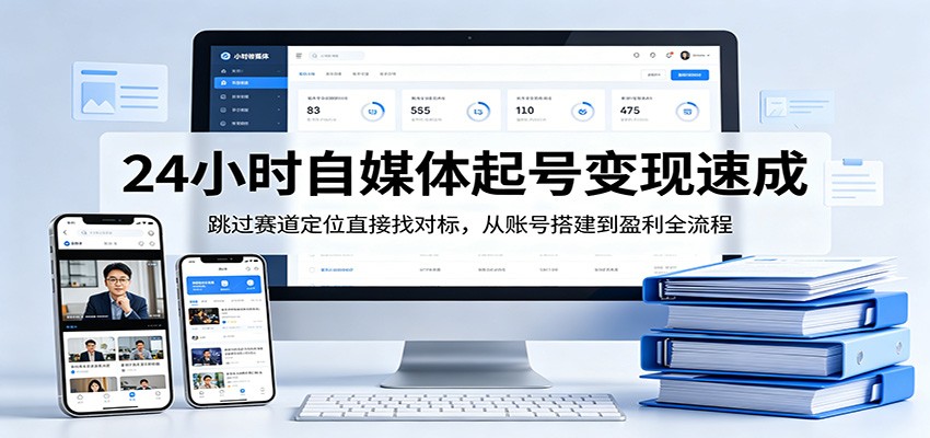 24小时自媒体起号变现速成，跳过赛道定位直接找对标，从账号搭建到盈利全流程-小创项目网