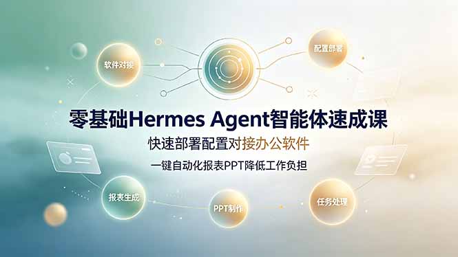 零基础Hermes Agent智能体速成课，快速部署配置对接办公软件；一键自动化报表PPT降低工作负担-小创项目网